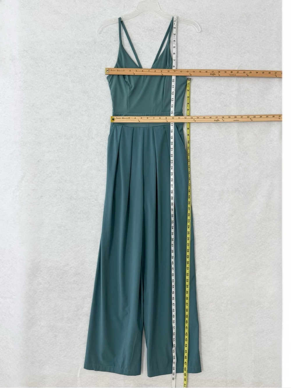 Halara Breezeful Wide Leg Jumpsuit XS Blue Pocket Backless Side Zipper READ - Picture 12 of 16